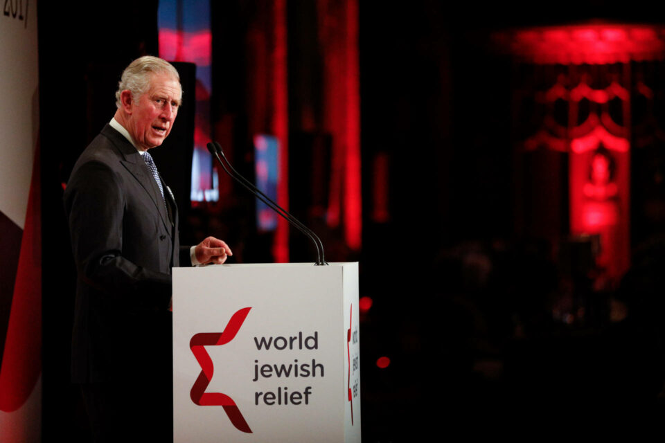 Prince Charles speaking on stage at annual dinner event